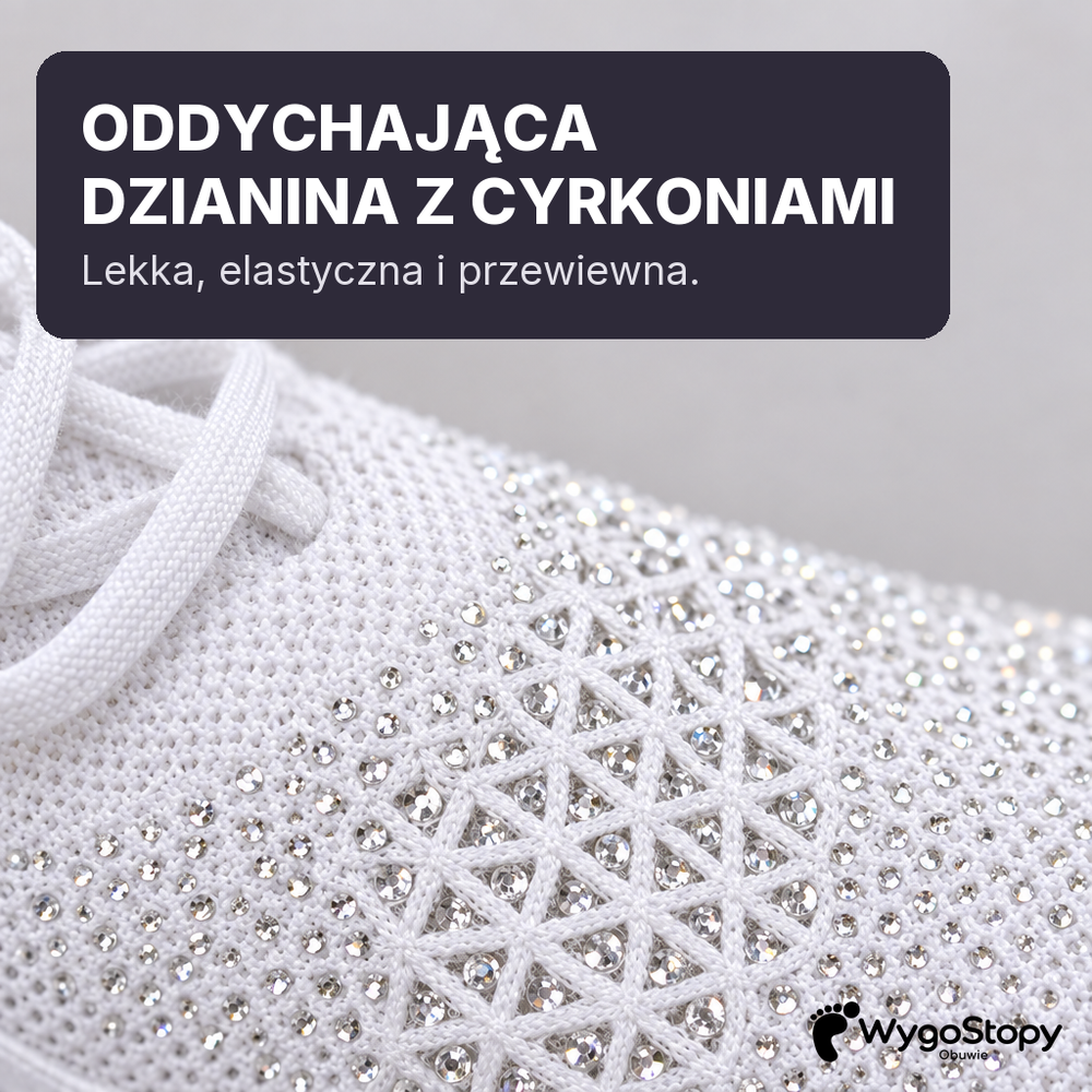 Oddychająca dzianina z cyrkoniami