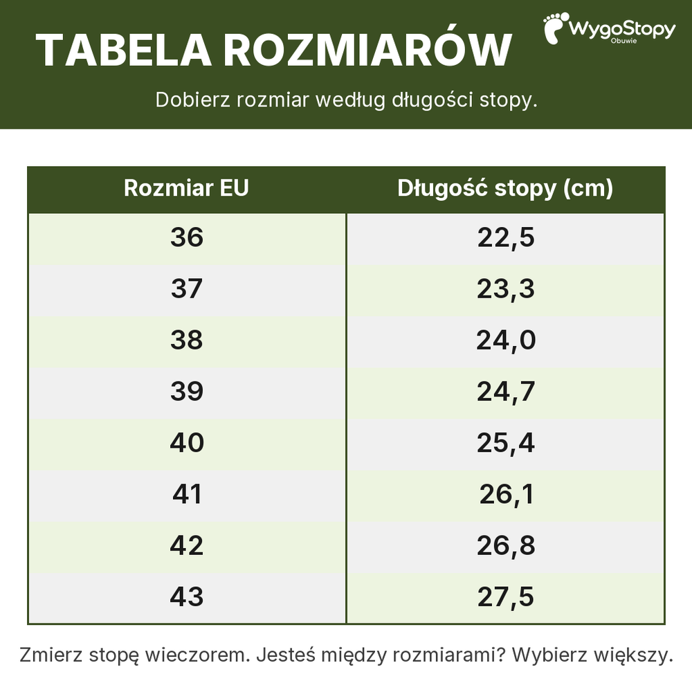 → Kliknij po tabelę rozmiarów ←